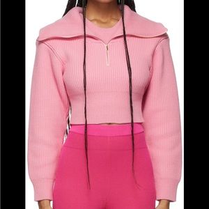 Jacquemus La Maille Risoul cropped wool sweater pink size 34